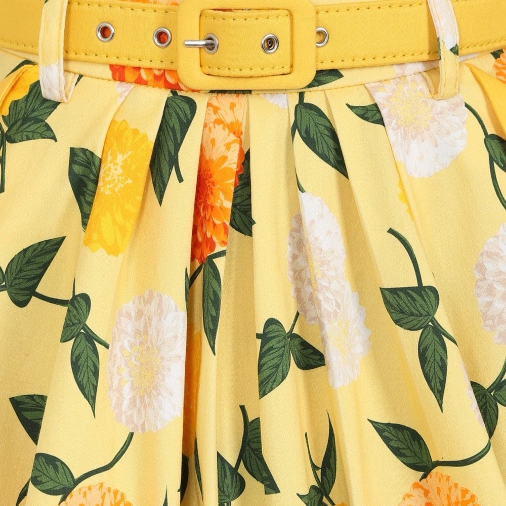 Collectif Dakota Sunny Yellow Floral Swing Skirt US 16 1X - Picture 13 of 15